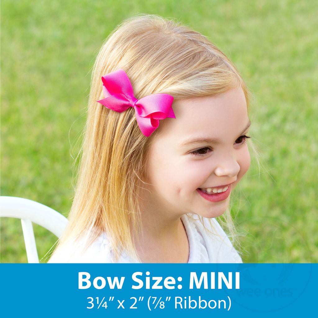 Mini Grosgrain Girls Hair Bow on a Soft Elastic Baby Band