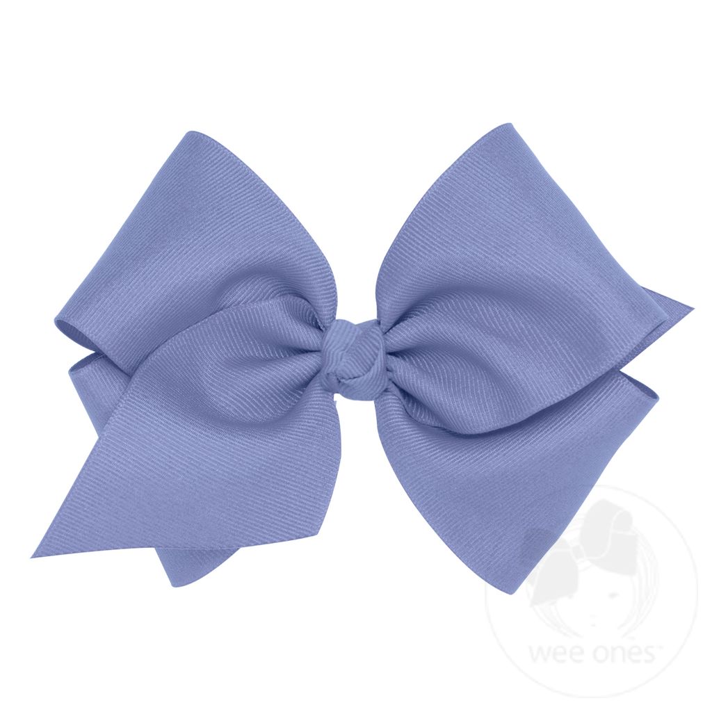 Mini King Classic Grosgrain Girls Hair Bow (Knot Wrap) - BLUE BIRD