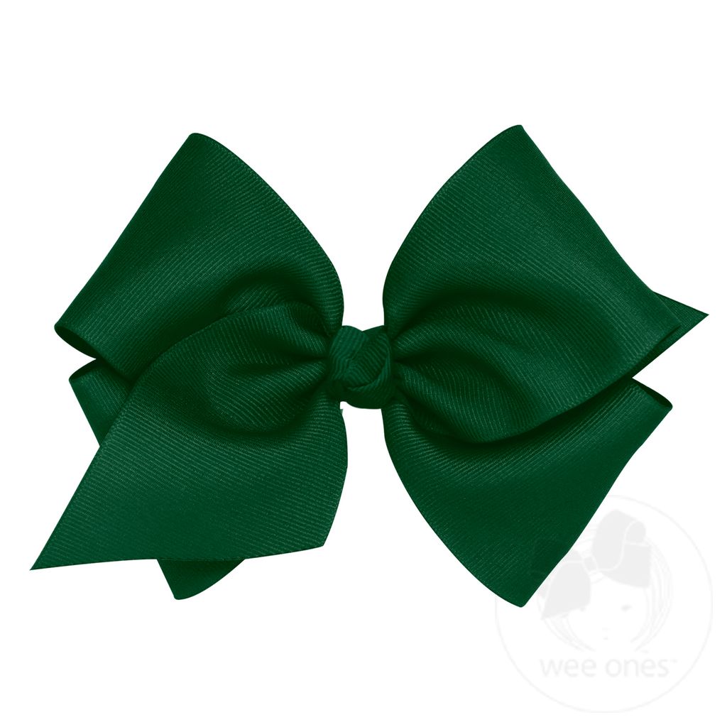 Mini King Classic Grosgrain Girls Hair Bow (Knot Wrap) - FOREST GREEN