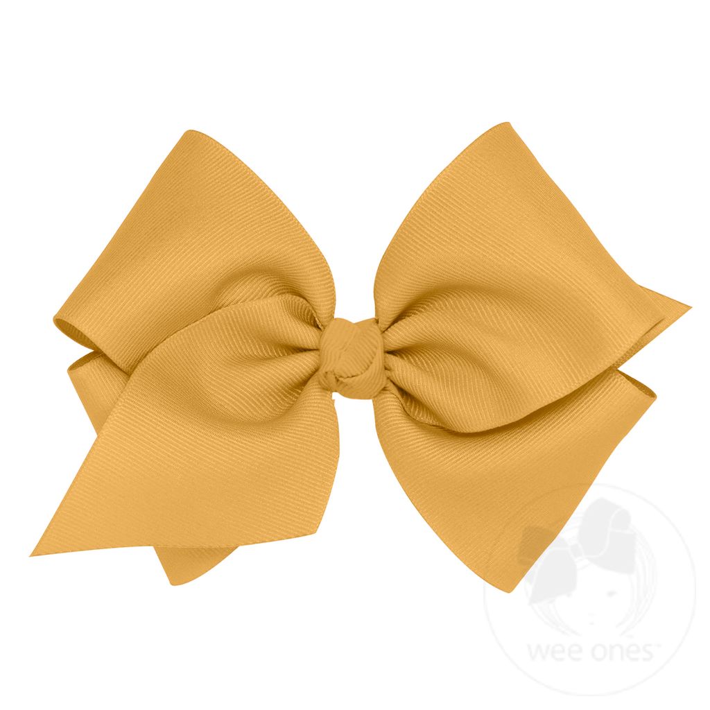 Mini King Classic Grosgrain Girls Hair Bow (Knot Wrap) - OLD GOLD