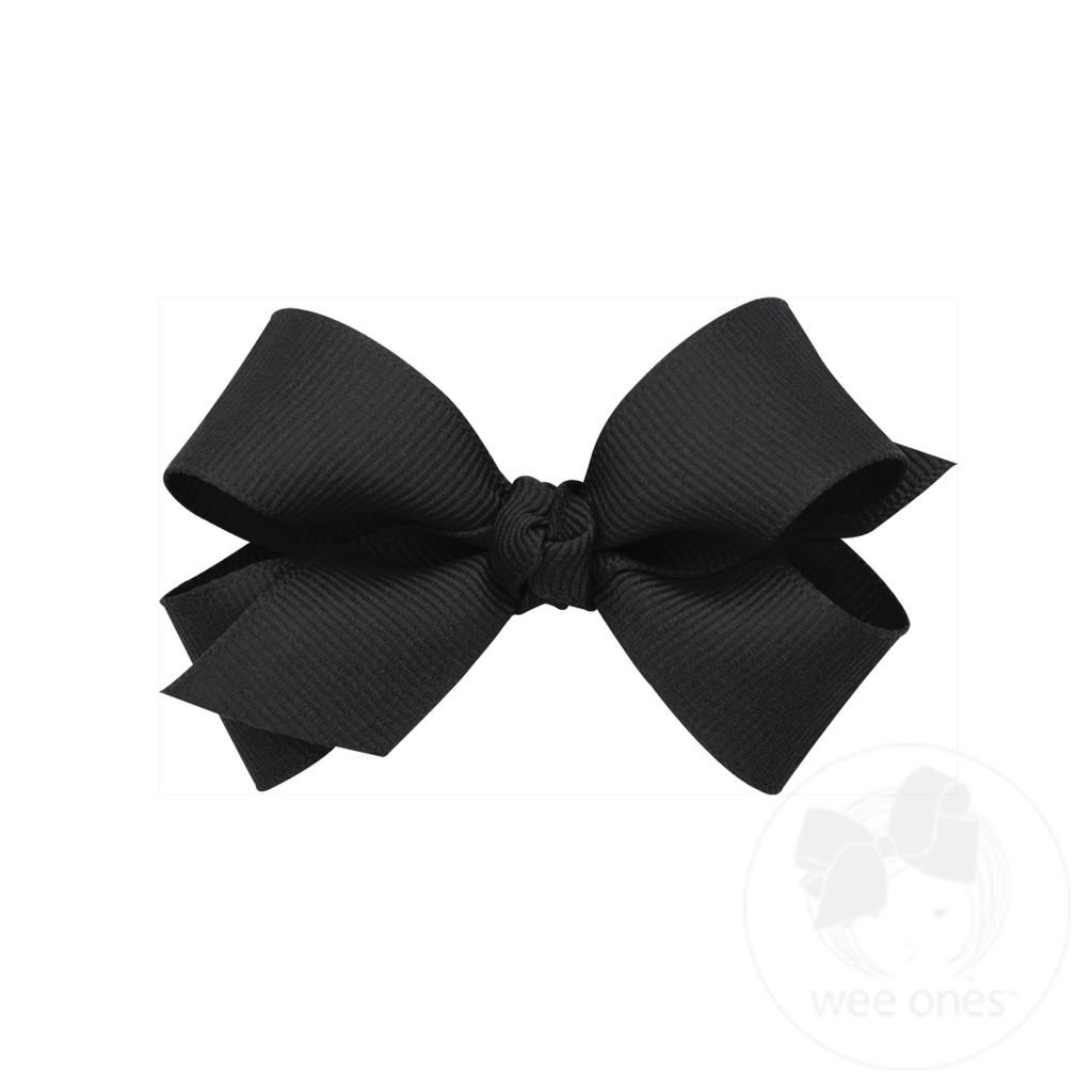 Mini Classic Grosgrain Girls Hair Bow (Knot Wrap) - BLACK