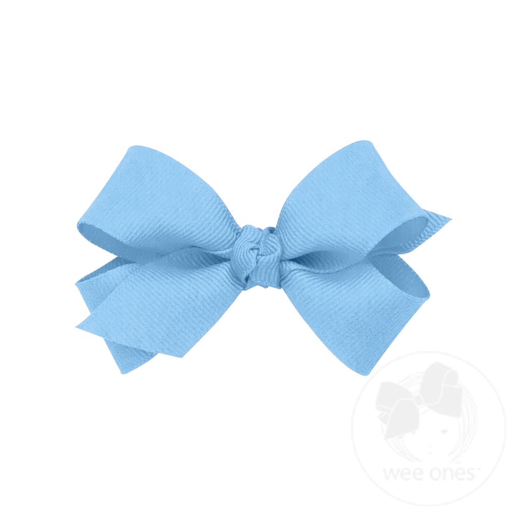 Mini Classic Grosgrain Girls Hair Bow (Knot Wrap) - BLUE