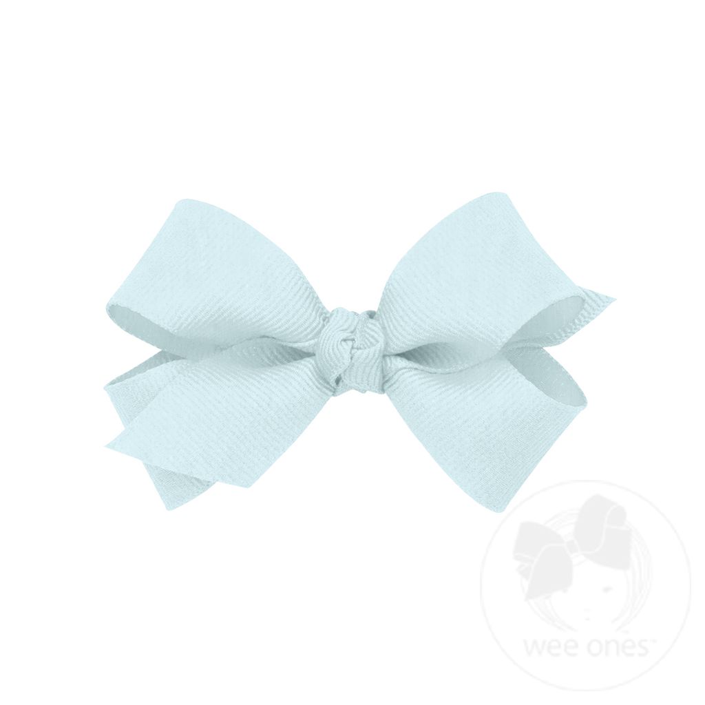 Mini Classic Grosgrain Girls Hair Bow (Knot Wrap) - BLUE VAPOR