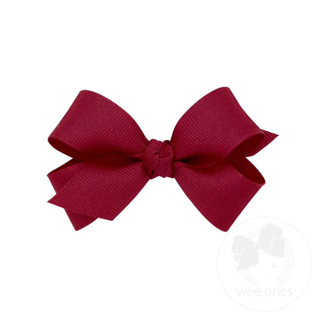 Mini Classic Grosgrain Girls Hair Bow (Knot Wrap) - CRANBERRY