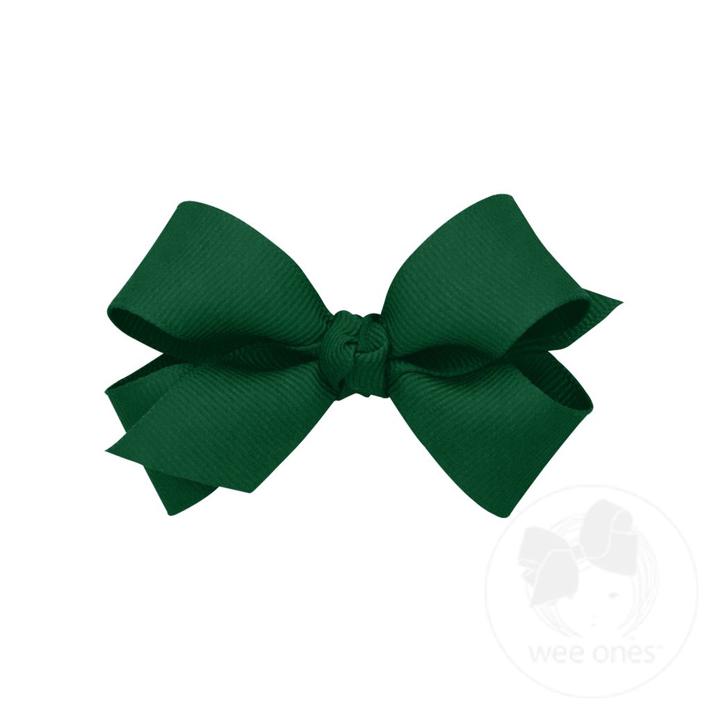 Mini Classic Grosgrain Girls Hair Bow (Knot Wrap) - FOREST GREEN