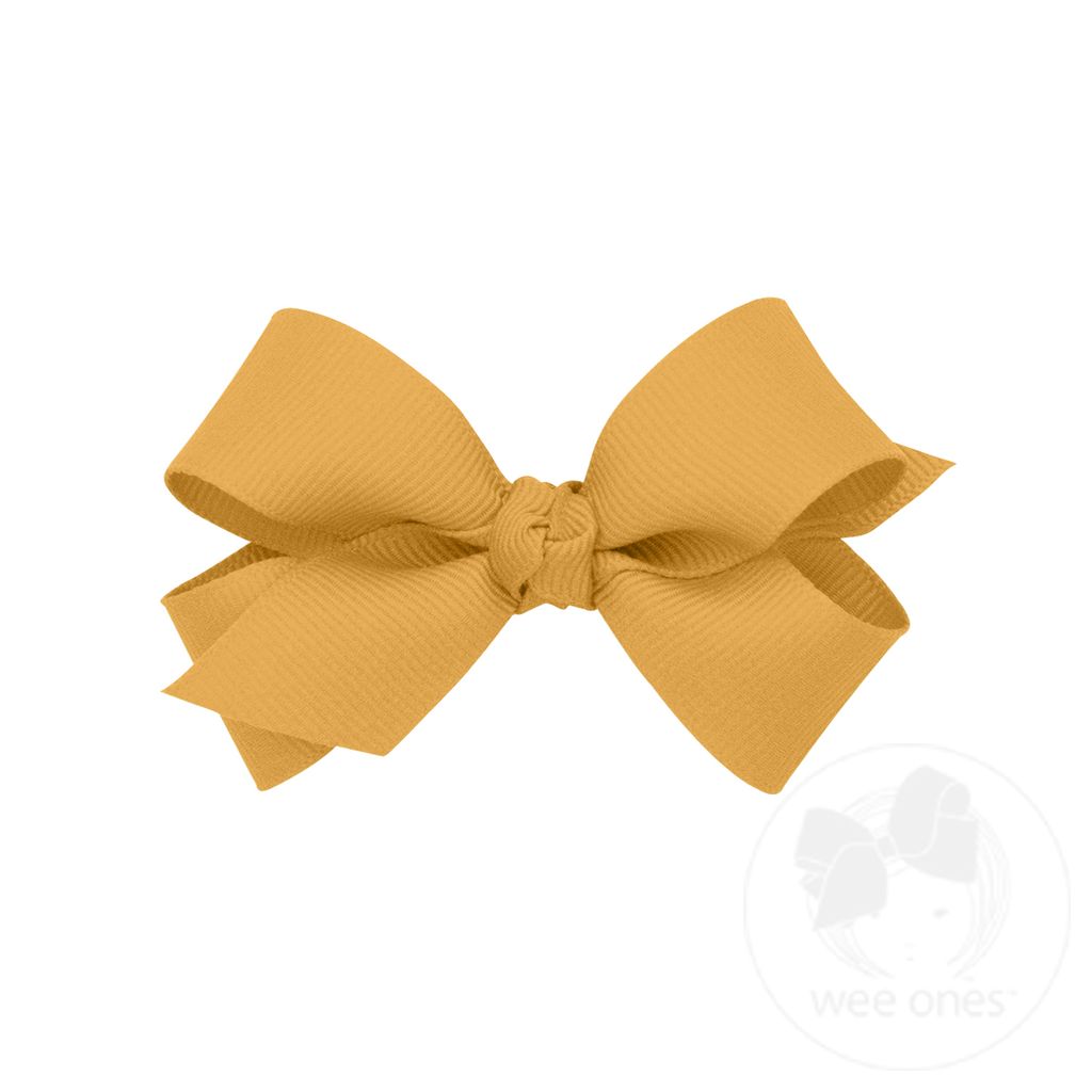 Mini Classic Grosgrain Girls Hair Bow (Knot Wrap) - OLD GOLD