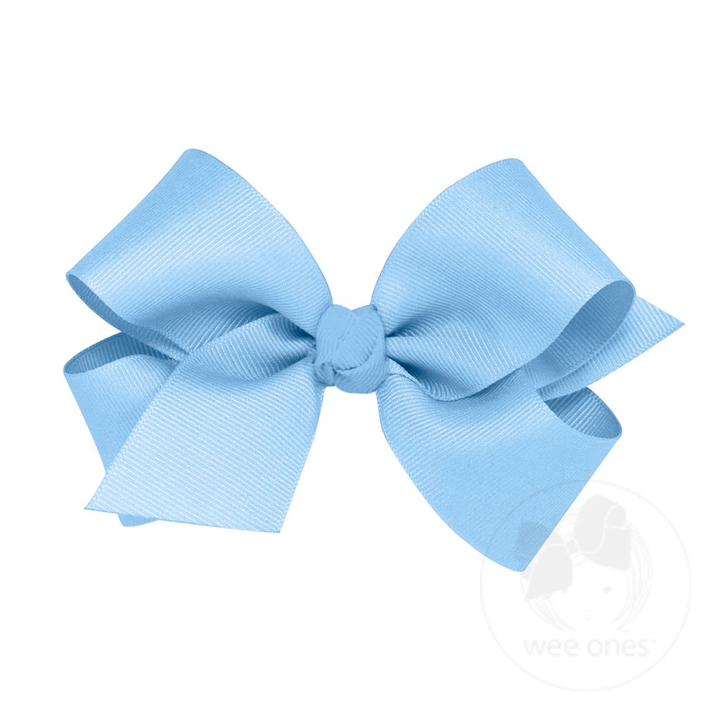 Medium Classic Grosgrain Girls Hair Bow (Knot Wrap) - BLUE