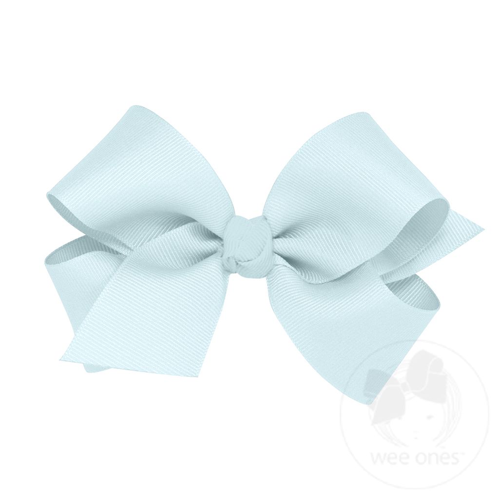 Medium Classic Grosgrain Girls Hair Bow (Knot Wrap) - BLUE VAPOR