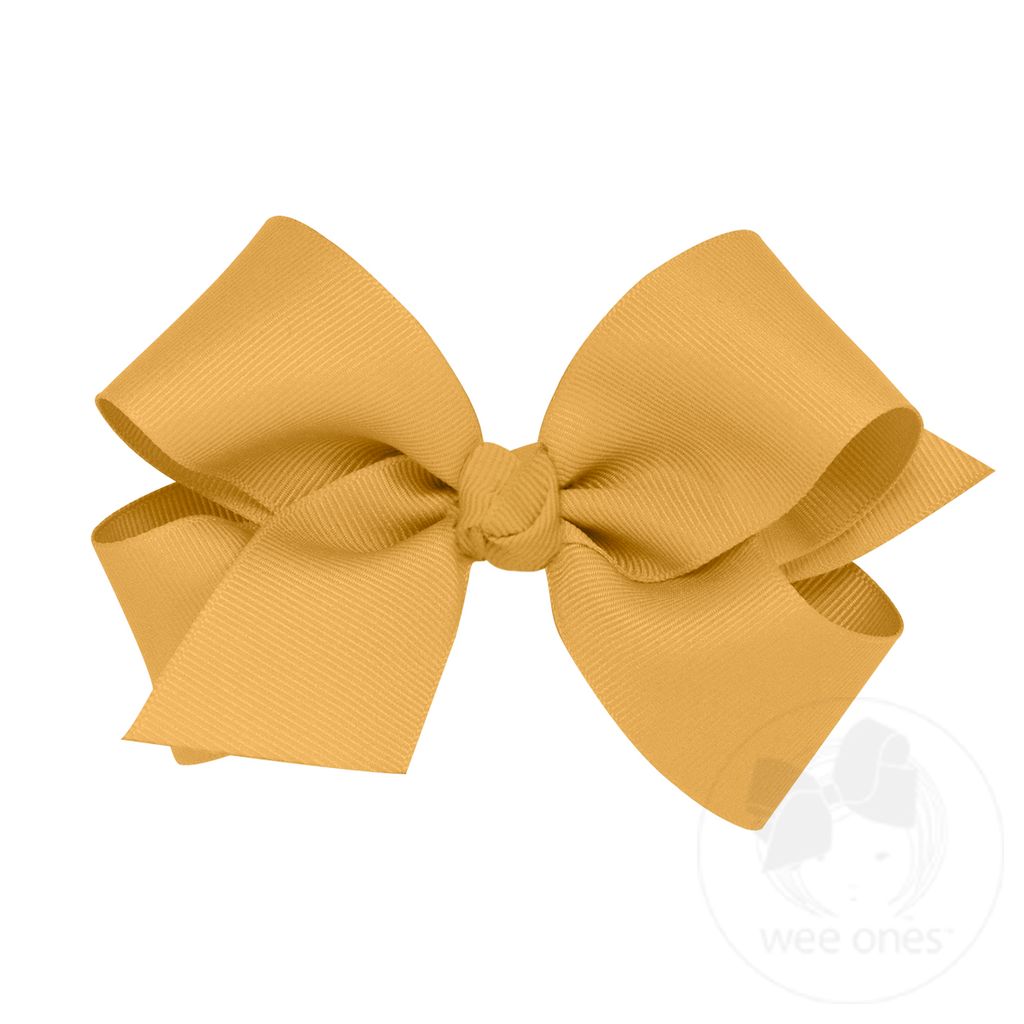 Medium Classic Grosgrain Girls Hair Bow (Knot Wrap) - OLD GOLD