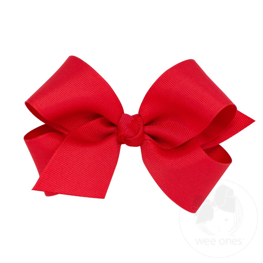 Medium Classic Grosgrain Girls Hair Bow (Knot Wrap) - RED