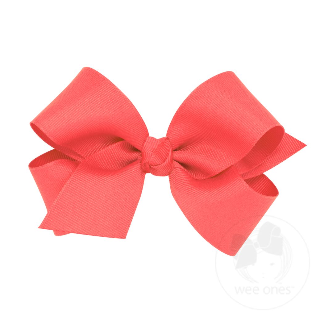 Medium Classic Grosgrain Girls Hair Bow (Knot Wrap) - WATERMELON
