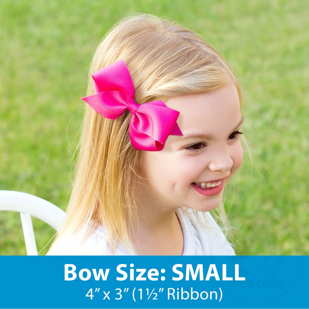 Small Grosgrain Moonstitch Girls Hair Bow with Embroidered LIL Sister Status
