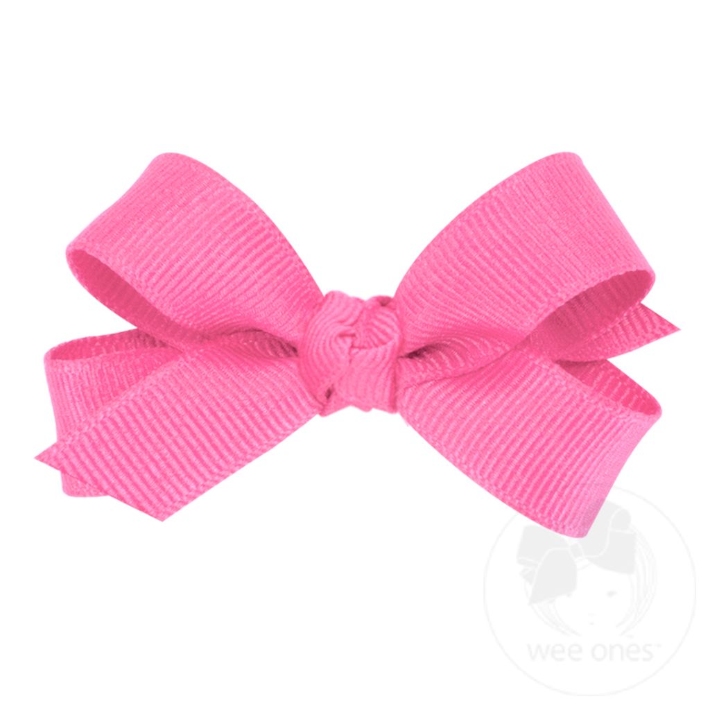 Tiny Classic Grosgrain Girls Hair Bow (Knot Wrap) - HOT PINK