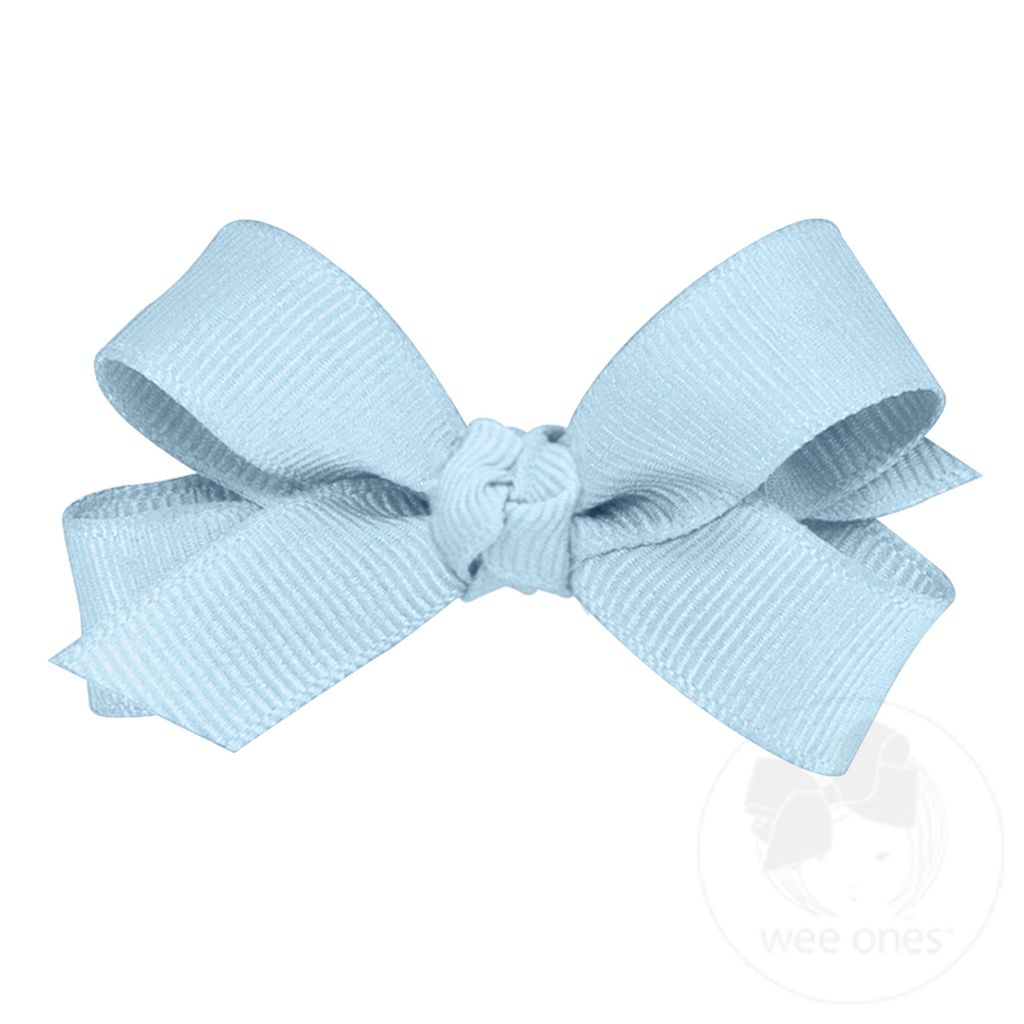 Tiny Classic Grosgrain Girls Hair Bow (Knot Wrap) - MILLENNIUM BLUE