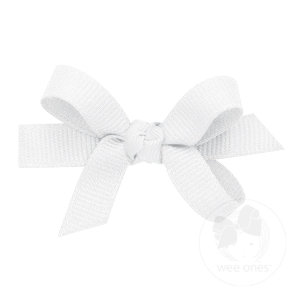 Baby Classic Grosgrain Girls Hair Bow (Knot Wrap) - WHITE