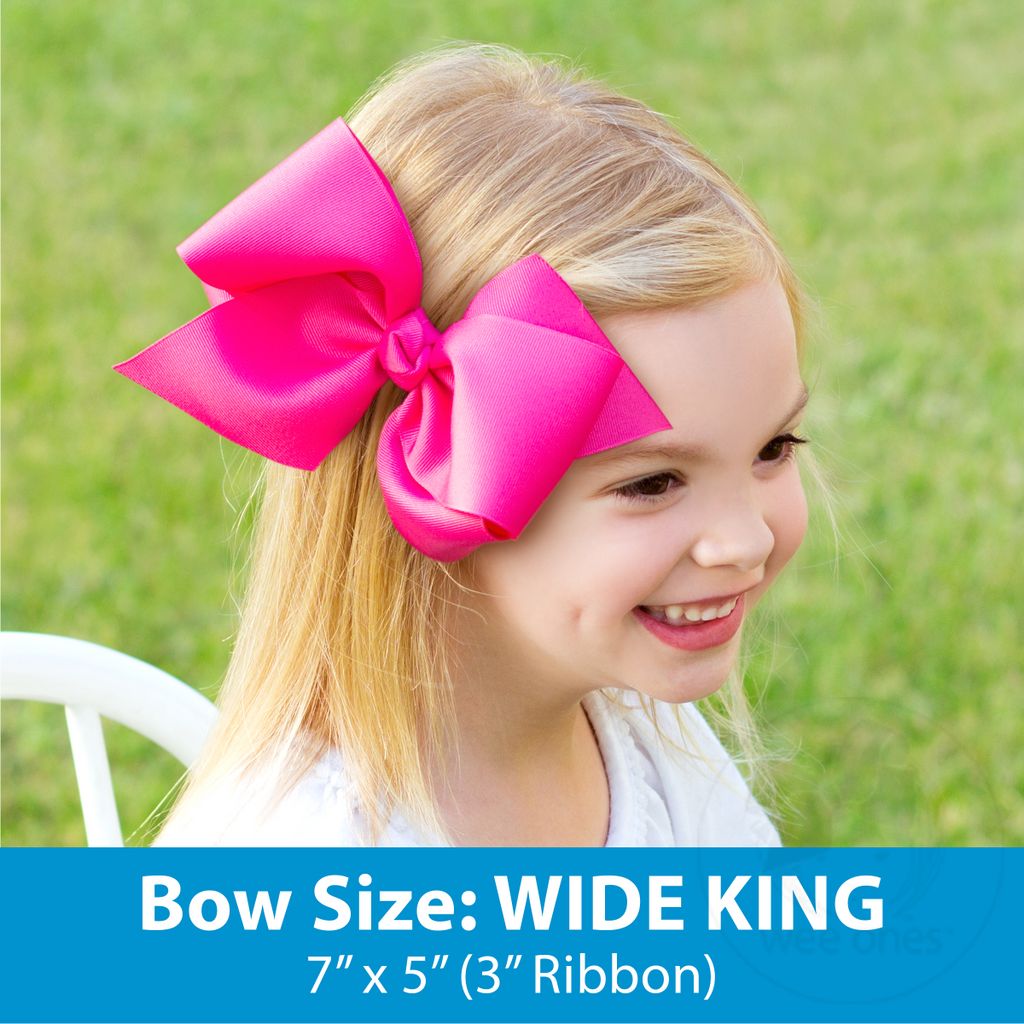 Wide King Classic Grosgrain Girls Hair Bow (Plain Wrap)