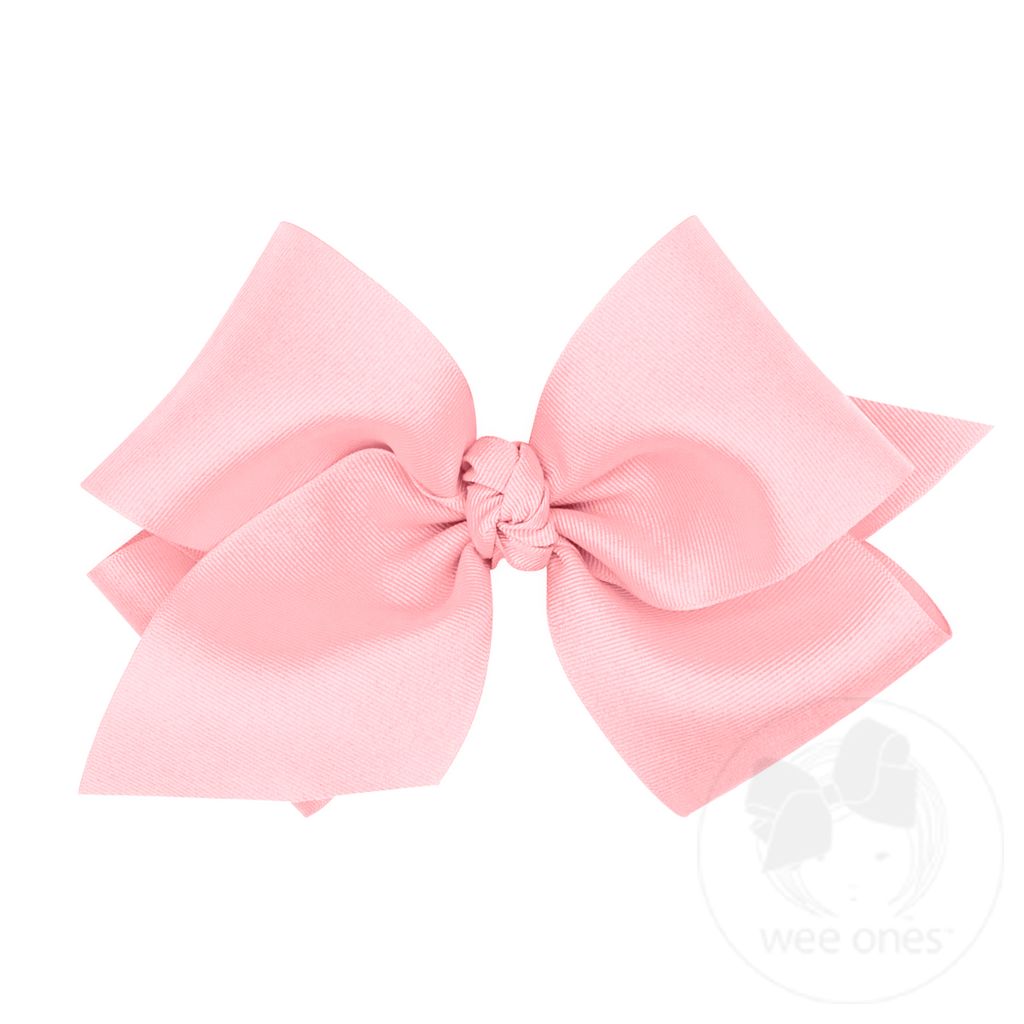 Wide King Classic Grosgrain Girls Hair Bow (kNOT Wrap) - LT PINK