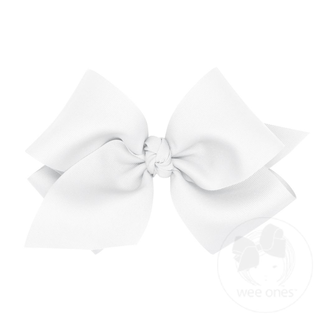 Wide King Classic Grosgrain Girls Hair Bow (kNOT Wrap) - WHITE