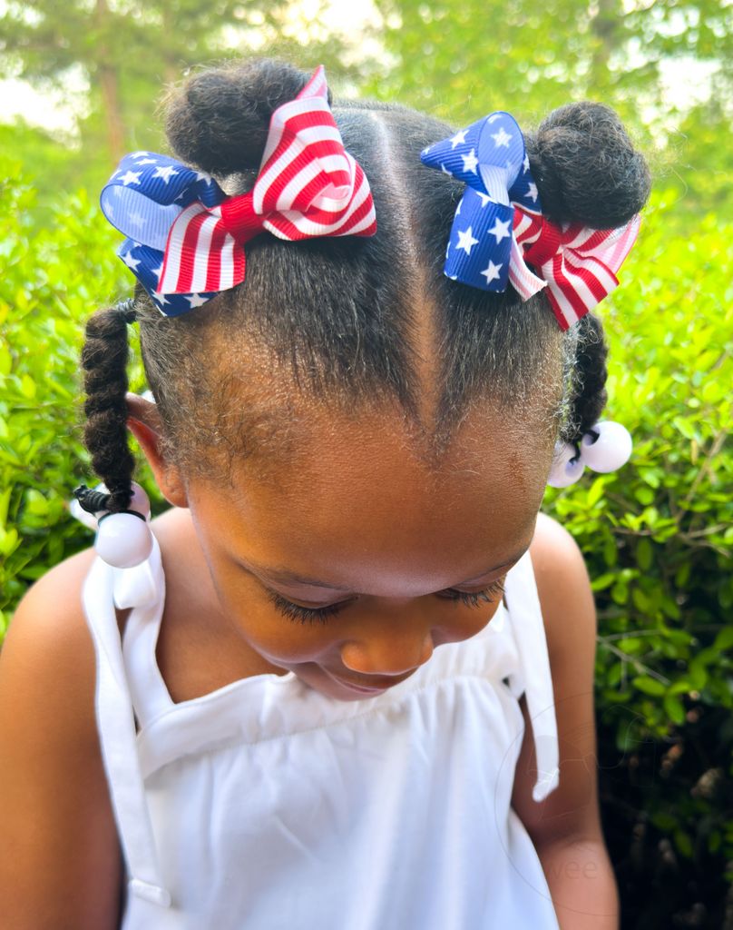 Mini Patriotic Stars and Stripes Print Hair Bow