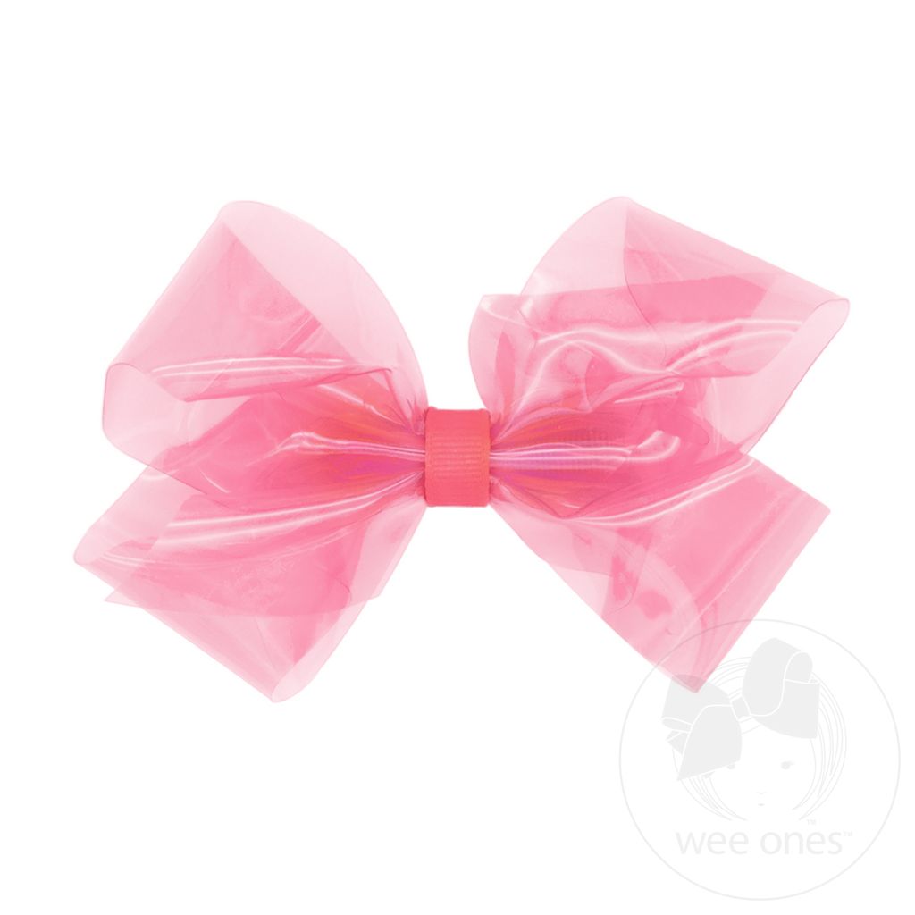Medium WeeSplash Colored Swim Bow with Plain Wrap - CORAL ROSE