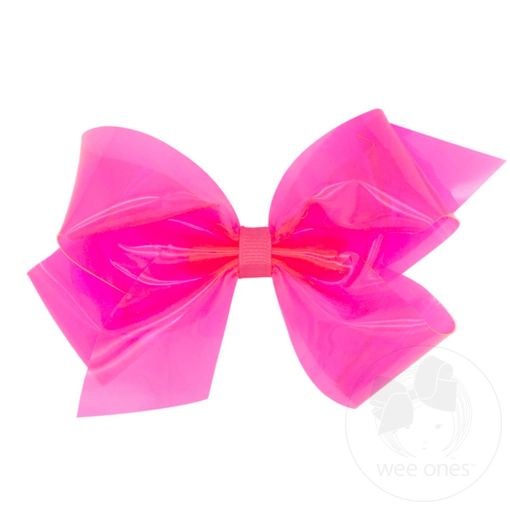 Medium WeeSplash Colored Swim Bow with Plain Wrap - HOT PINK