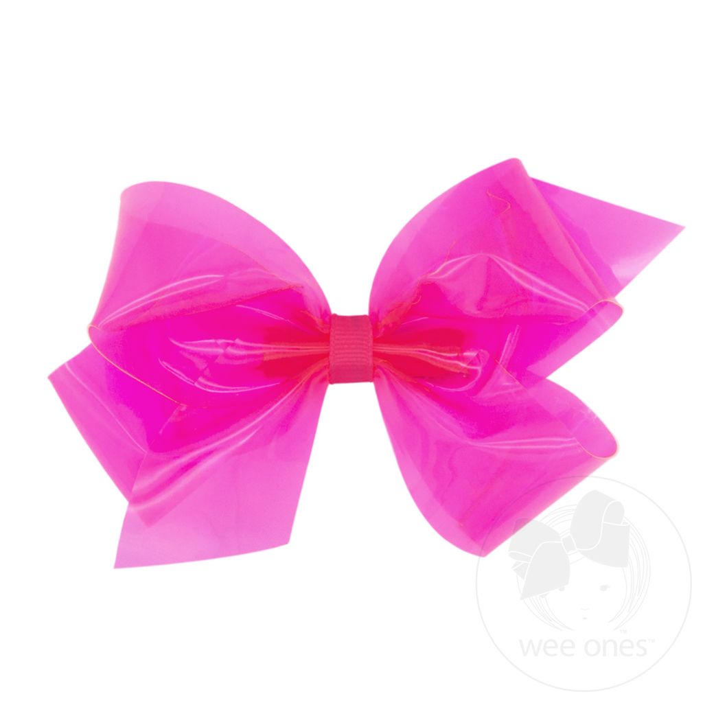 Medium WeeSplash Colored Swim Bow with Plain Wrap - SHOCKING PINK