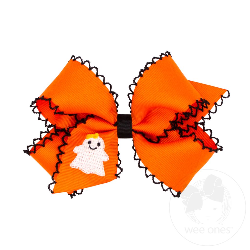 Medium Moonstitch Hair Bow with Embroidered Ghost - GHOST