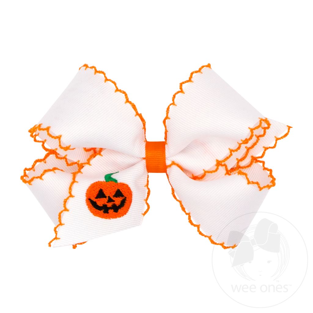 Medium Moonstitch Hair Bow with Embroidered Jack-O'-Lantern - JACK O LANTERN