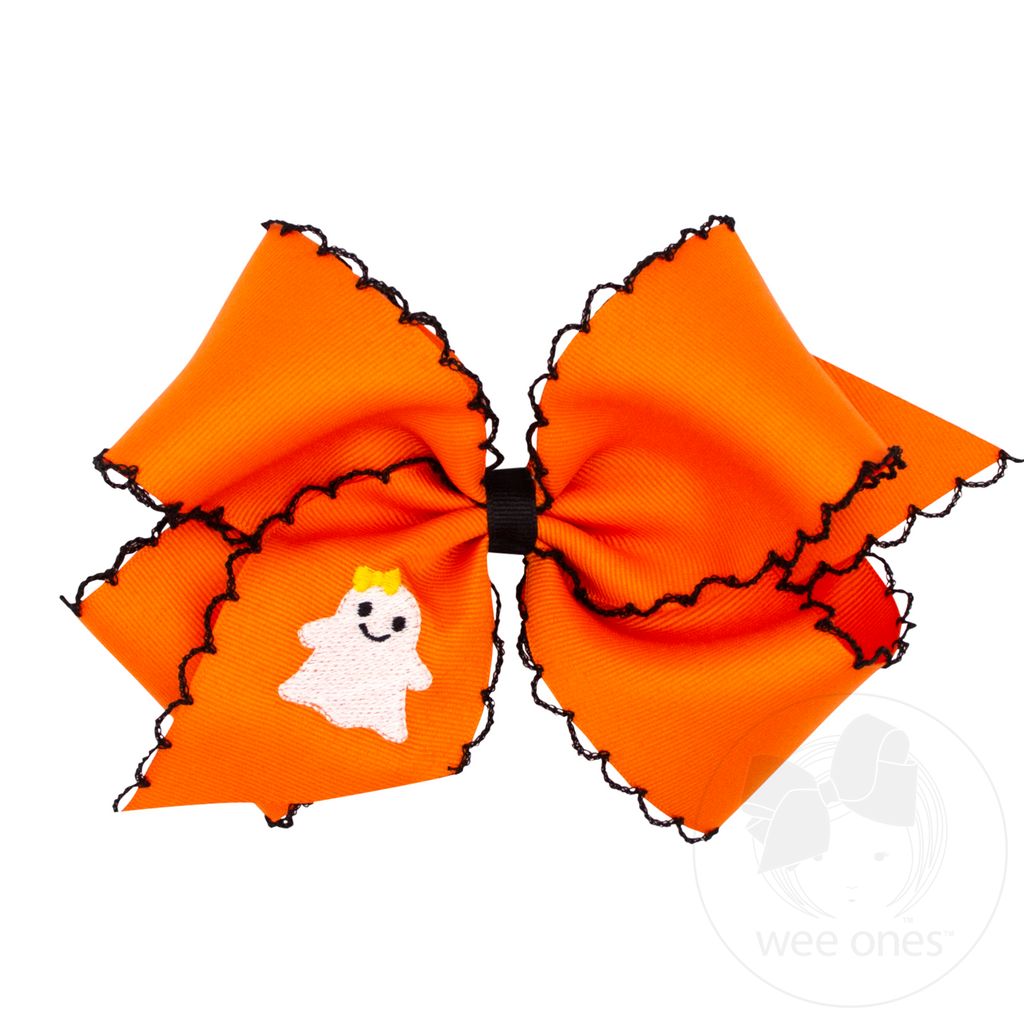 King Moonstitch Hair Bow with Embroidered Ghost - GHOST