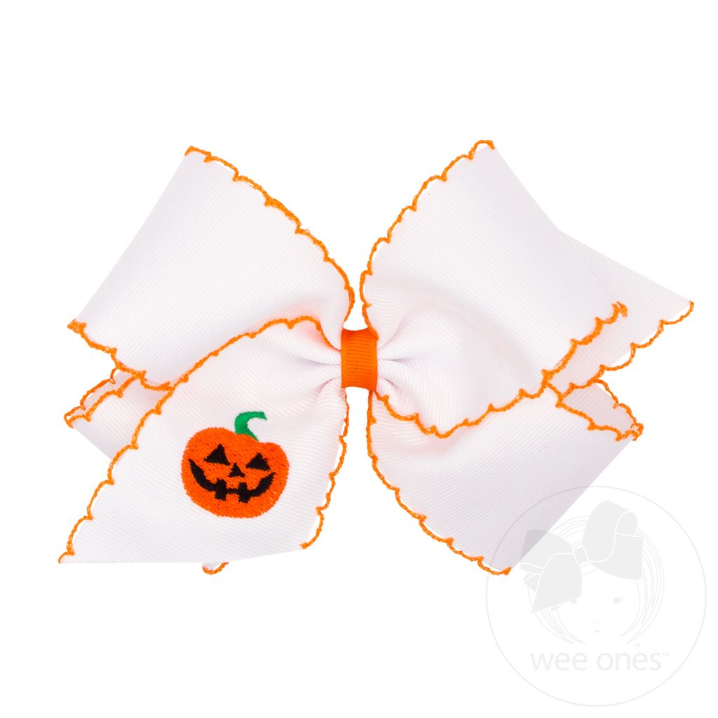 King Moonstitch Hair Bow with Embroidered Jack-O-Lantern - JACK O LANTERN