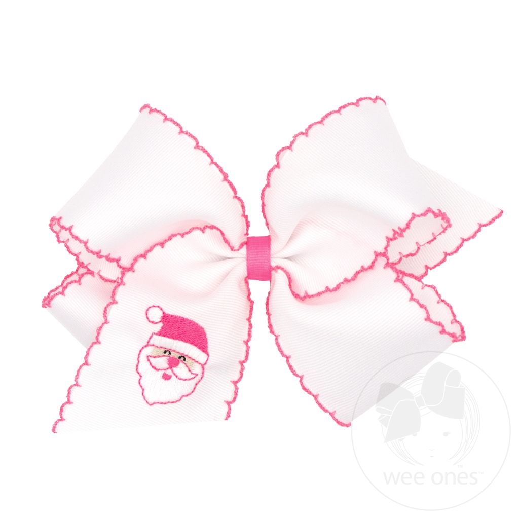 King Moonstitch Embroidered Christmas Bows - WHITE SANTA