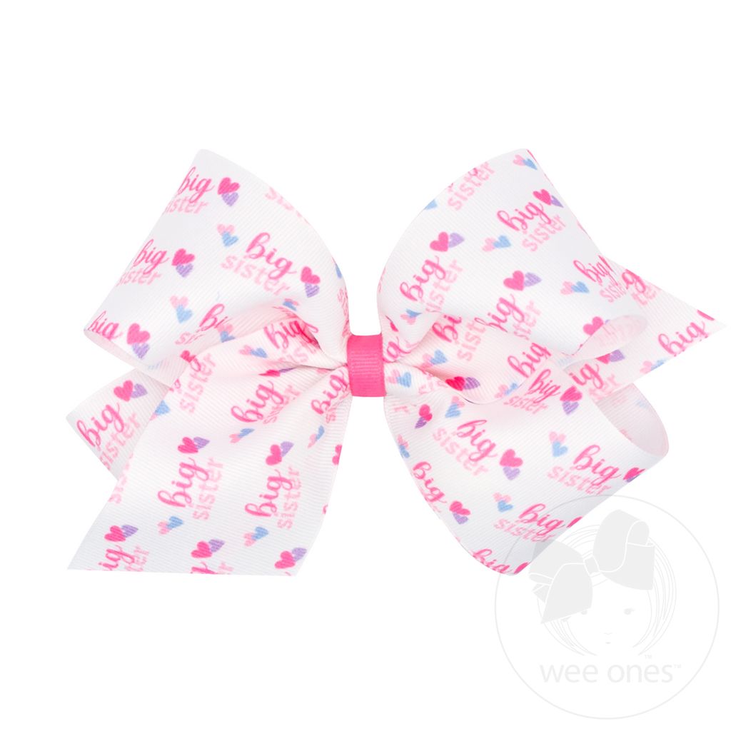 King Big Sister Printed Grosgrain Hair Bow - BIG