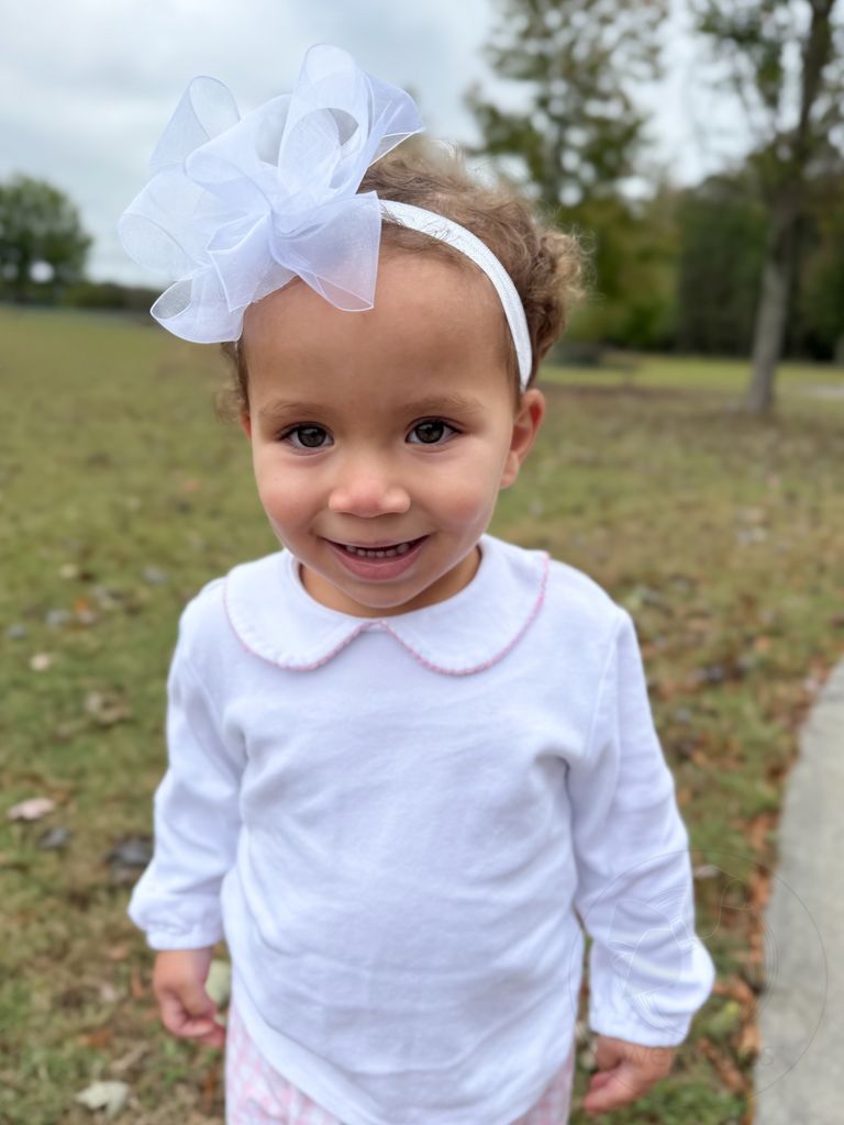 Medium Organza Double Hair Bow on a Matching Elastic Band