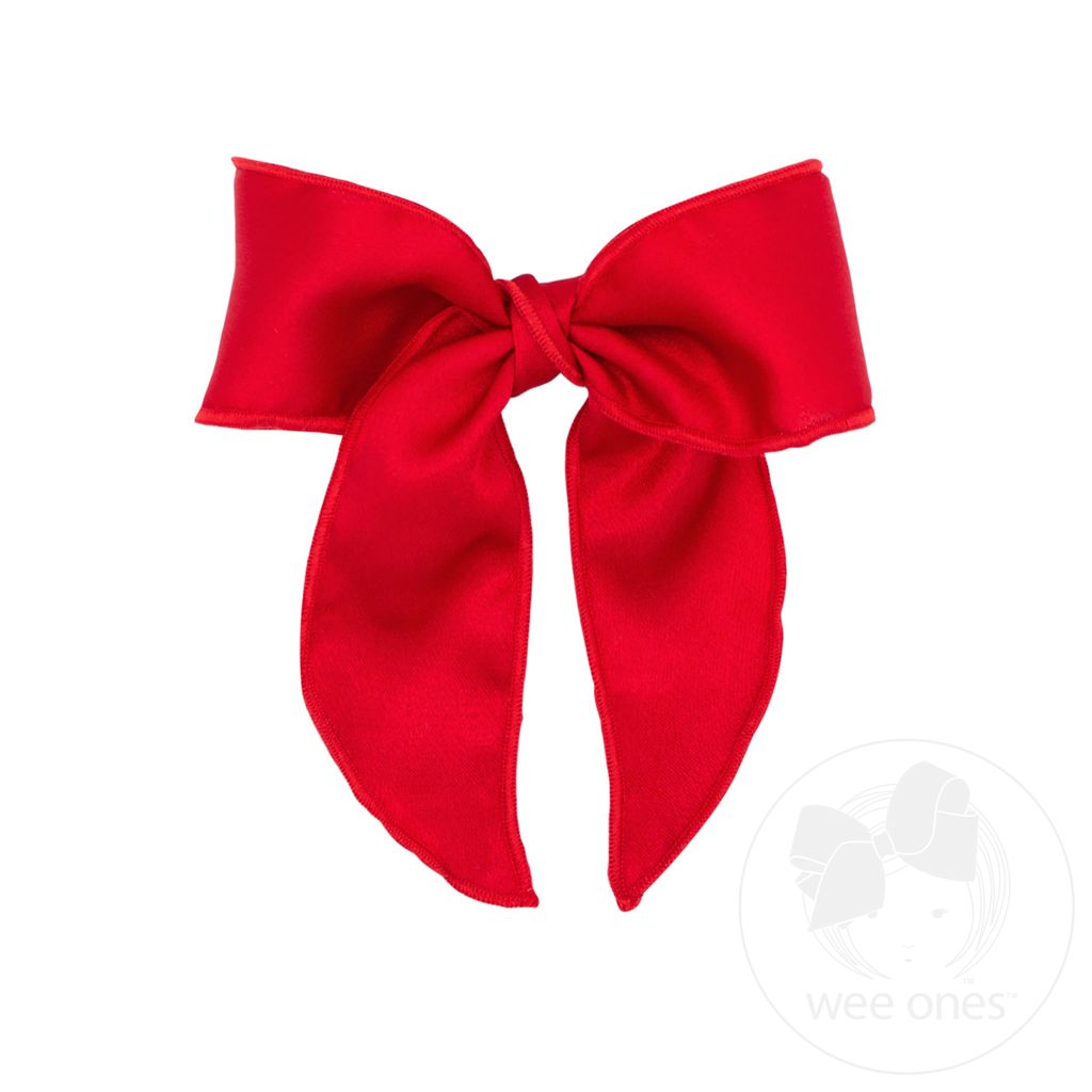 Medium Satin Bowtie with Twisted Wrap and Whimsy Tails - RED