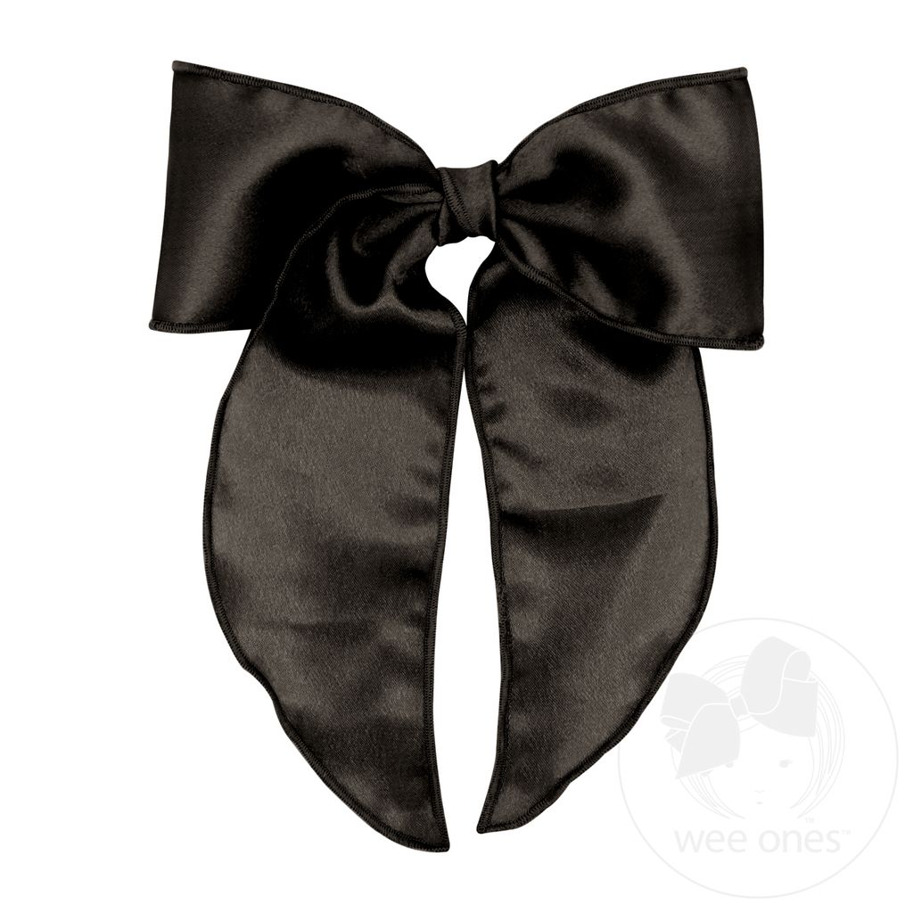 King Satin Bowtie with Twisted Wrap and Whimsy Tails - BLACK
