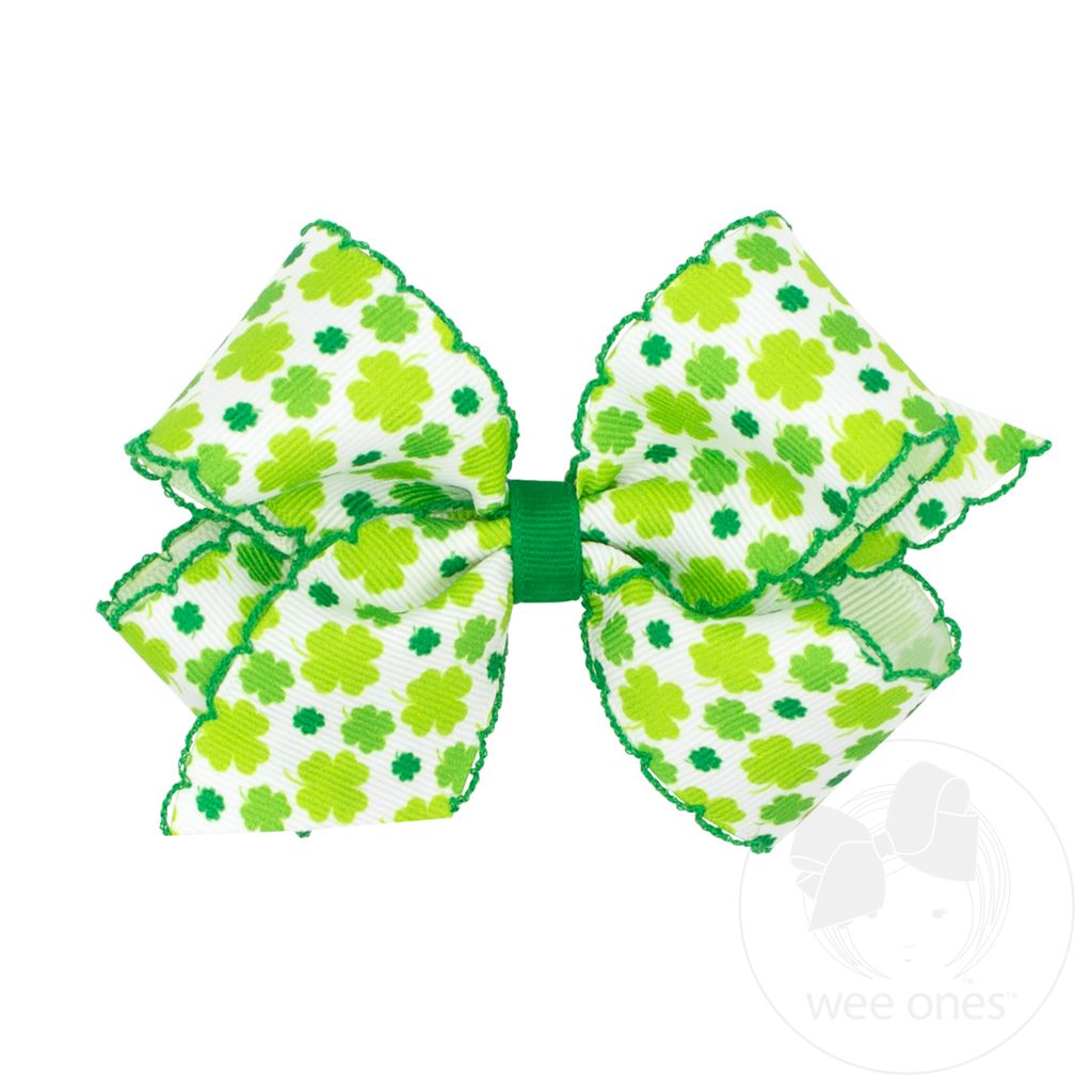 Medium Shamrock Print with Moonstitch Edge - GREEN