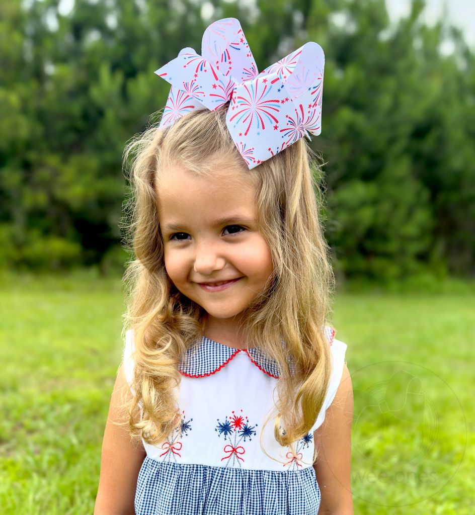 King Patriotic-themed Print Grosgrain Hair Bow