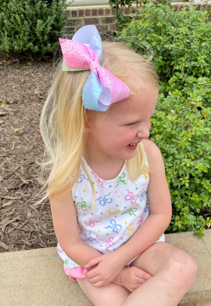 Medium Ombre Printed Sequin Hair Bow