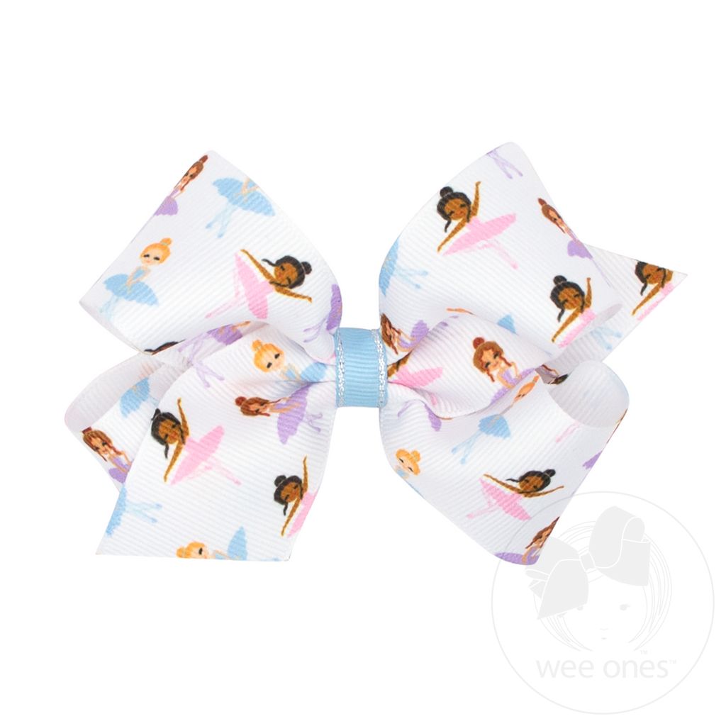 Medium Princess and Dance-Inspired Printed Grosgrain Hair Bow - Default Title