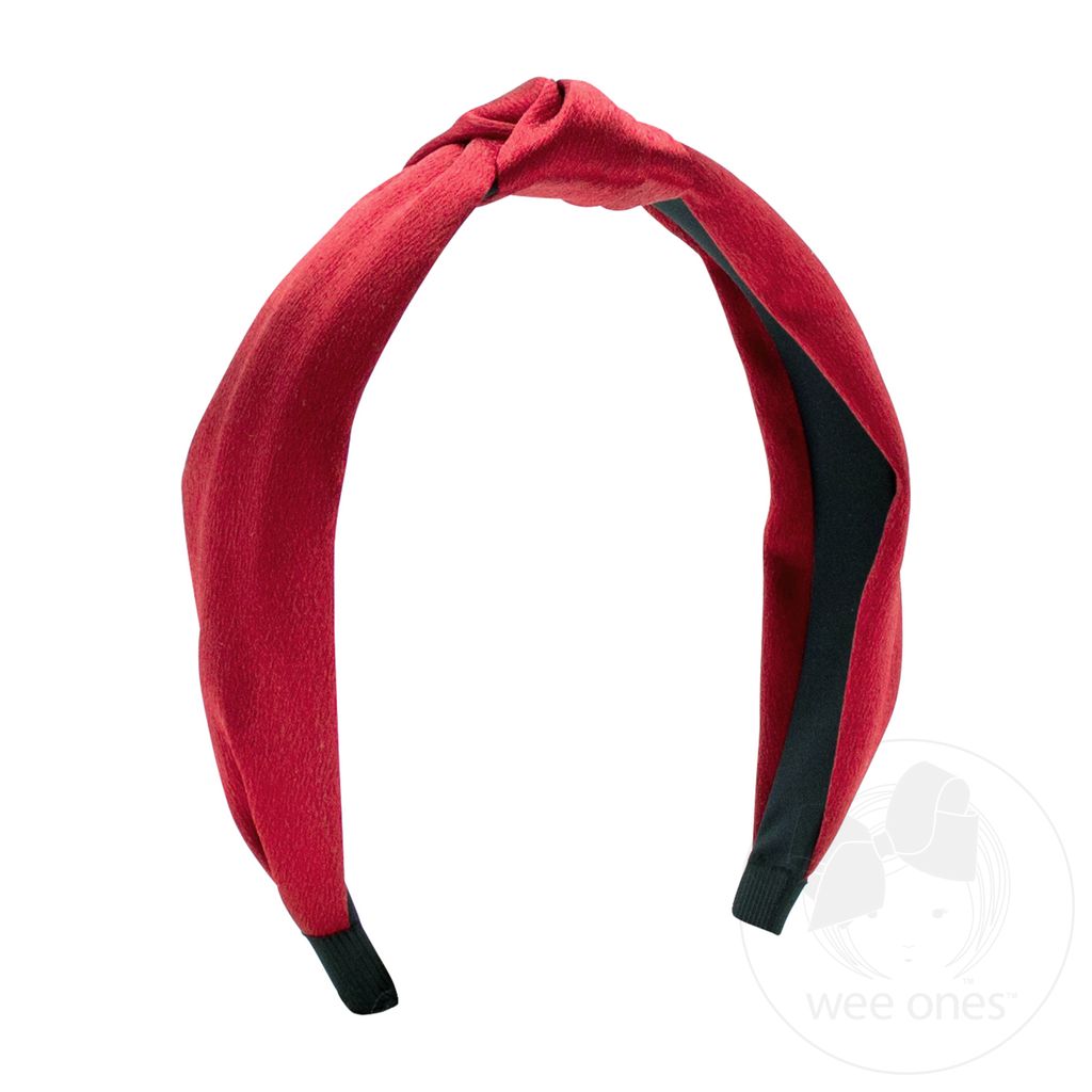Satin Knot Wrapped Headband - RED