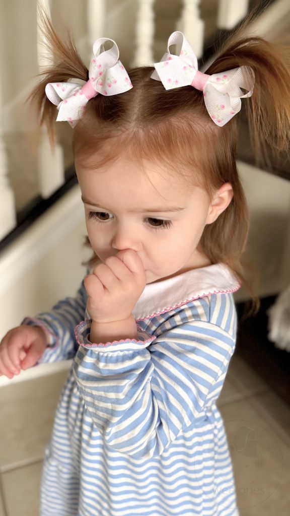 Mini Rose-patterned Printed Grosgrain Hair Bow