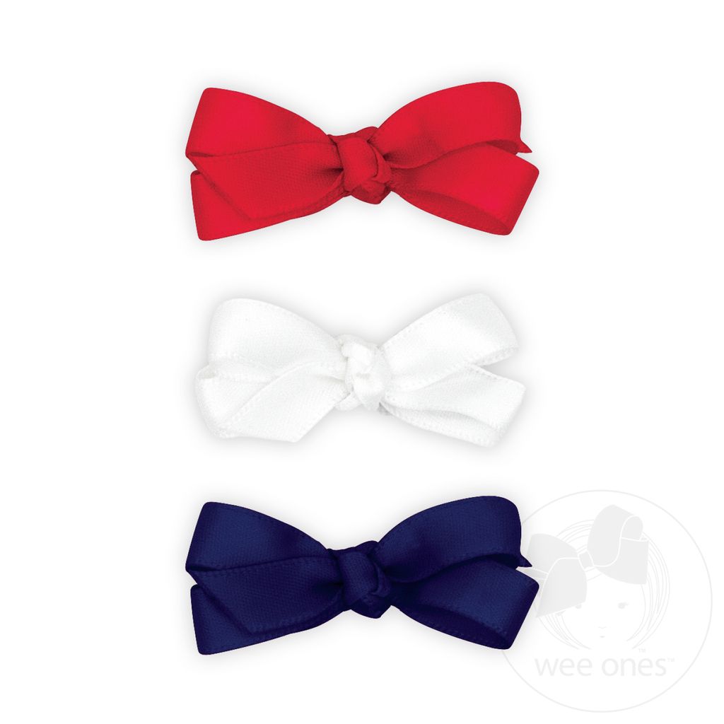 NEW MULTIPACK! Baby Satin Hair Bows with Knot Wrap - RED, WHT, NVY