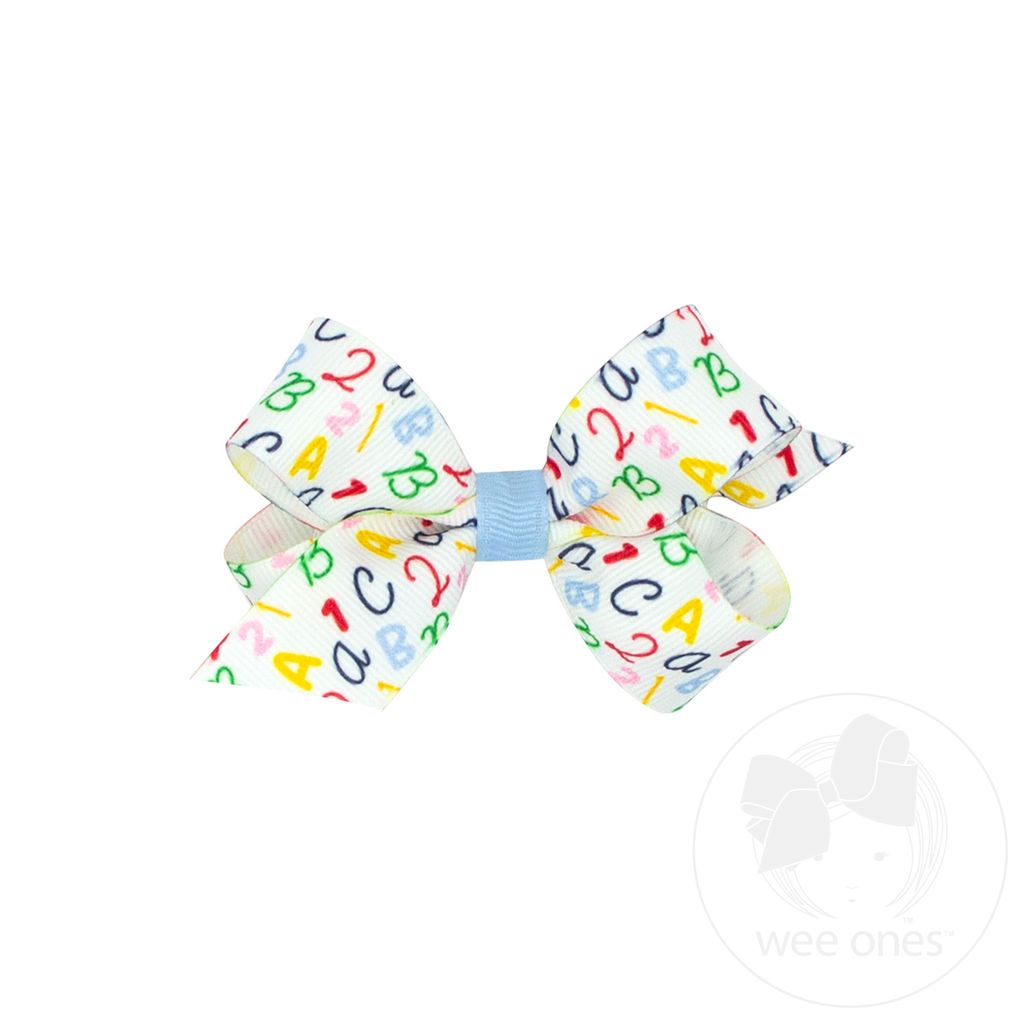 Mini ABC's School-themed Printed Grosgrain Hair Bow - ABC'S