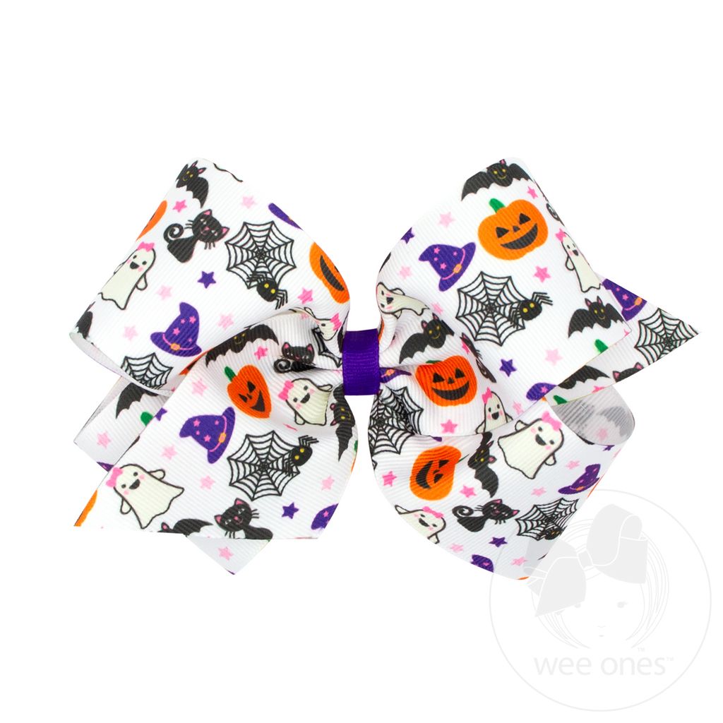 King Halloween-themed Characters Printed Grosgrain Hair Bow - HALLOWEEN CHARACTERS