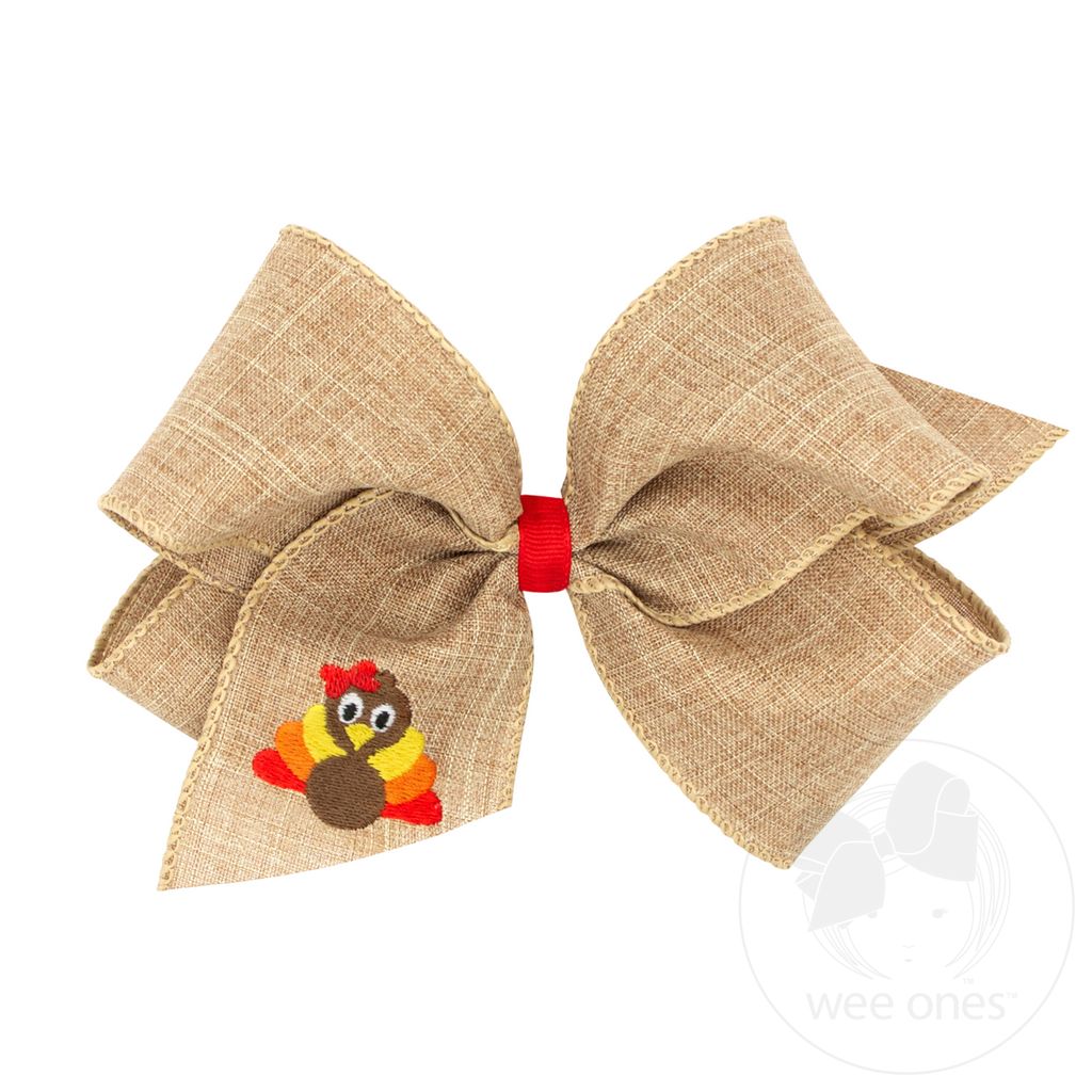 King Linen Hair Bow with Turkey Embroidery - TURKEY