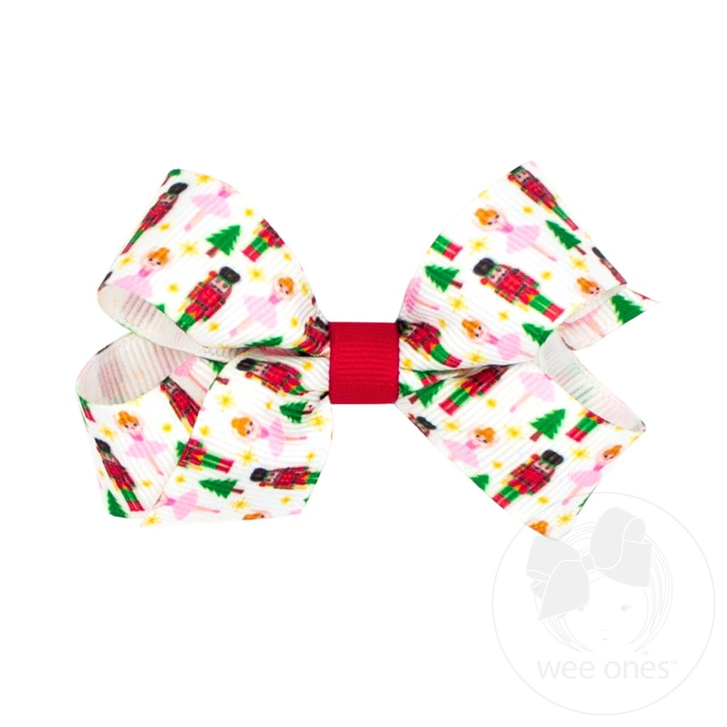 Mini Holiday-themed Christmas Nutcracker Grosgrain Hair Bow - NUTCRACKER