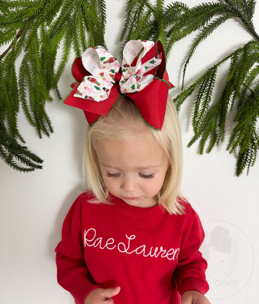 Medium Holiday-themed Christmas Nutcracker Grosgrain Hair Bow
