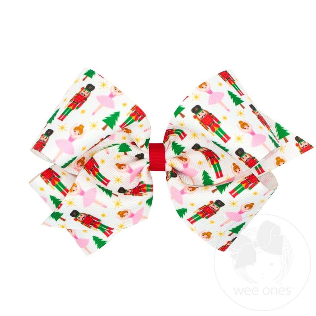 King Holiday-themed Christmas Nutcracker Grosgrain Hair Bow - NUTCRACKER