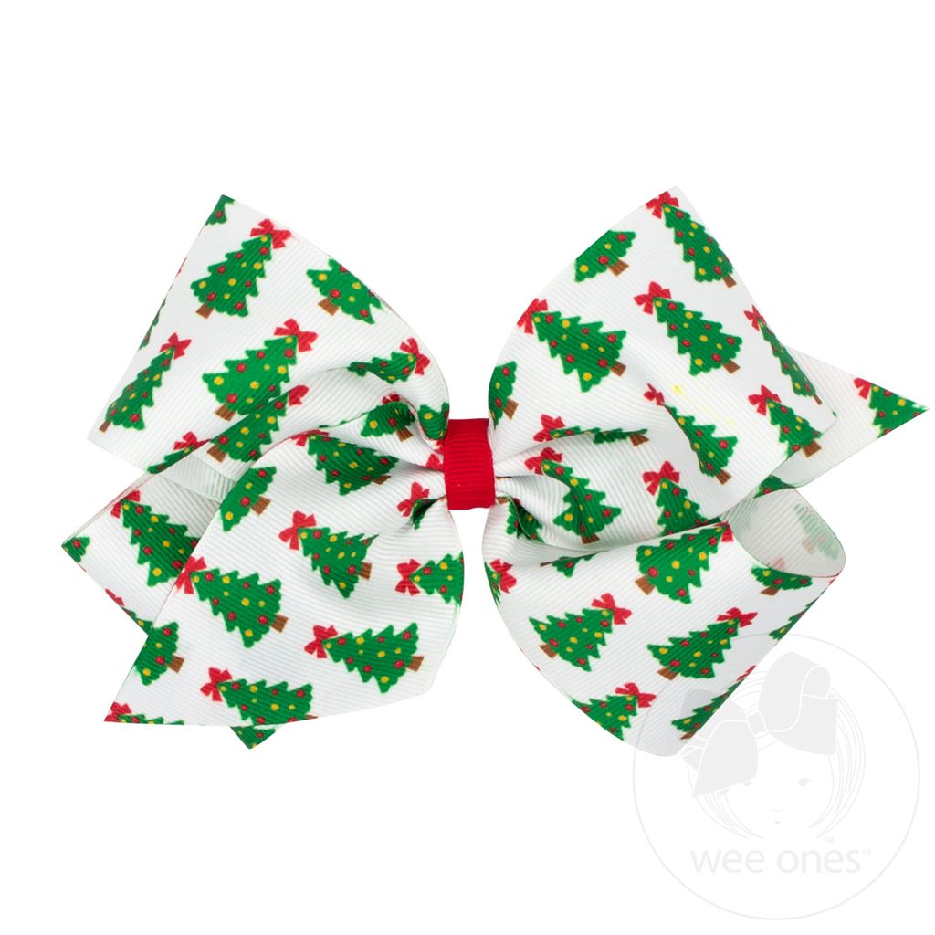 King Holiday-themed Christmas Lights Grosgrain Hair Bow - TREE