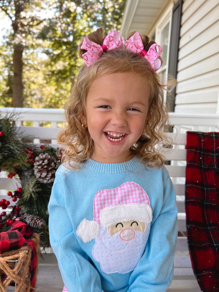 Mini Holiday-themed Pink Candy Cane Printed Grosgrain Hair Bow